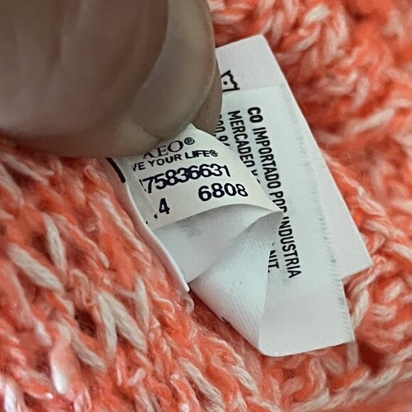 American Eagle Sweater Womens Medium Neon Orange Open Knit V Neck Tunic College - Picture 6 of 11